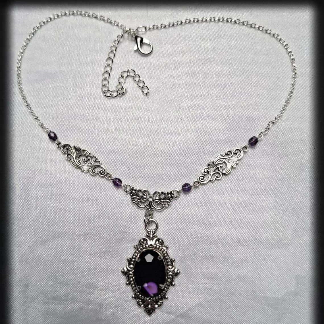 Women'S Victorian Accessories - Paarse magische waterdruppel ketting, gotische sieraden,