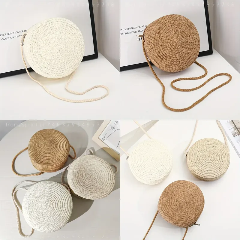Women Accessories Bag - Ronde geweven rotan crossbodytas voor dames,