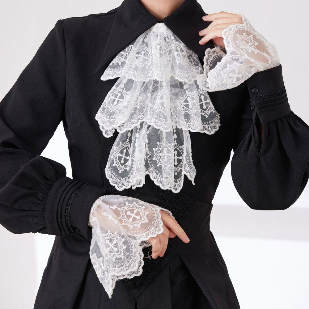 Women'S Victorian Accessories - Victoriaanse stijl kanten Jabot kraag witte