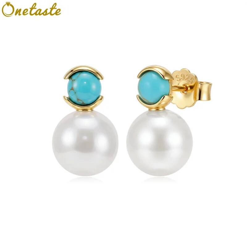 Statement Earrings Oversized - Grote parelbal charme ronde turquoise 925